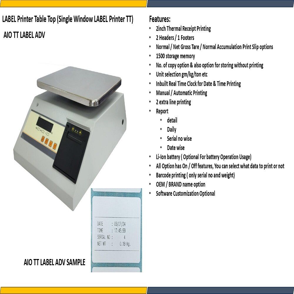 RETAIL BARCODE LABLE PRINTING WEIGHING SCALE- TOUCH BASED - Image 3